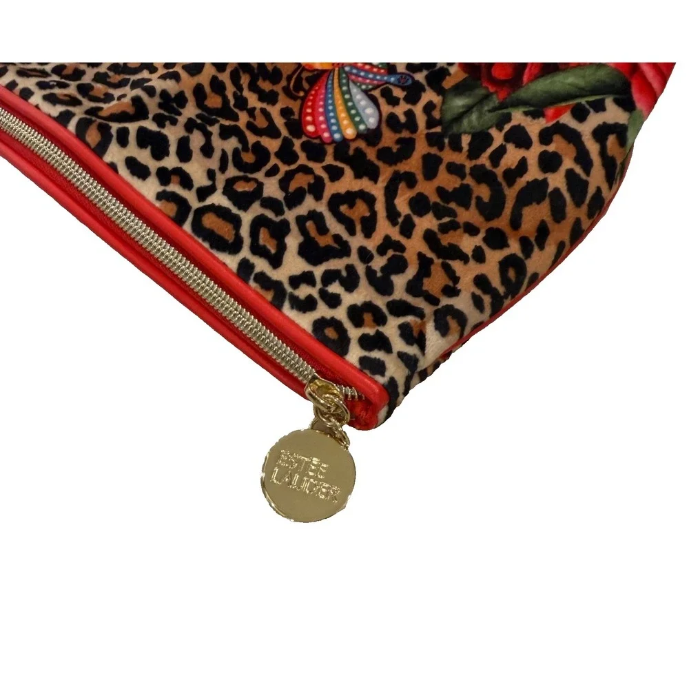 Estee Lauder Rose Butterfly Leopard‎ Print Cosmetic Makeup Bag 9.5 x 6.5. NEW